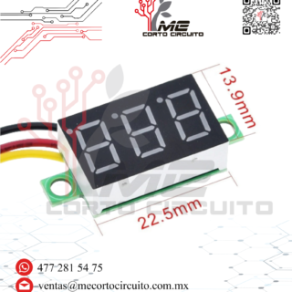 VOLTIMETRO 3 DIGITOS ROJO 0.36